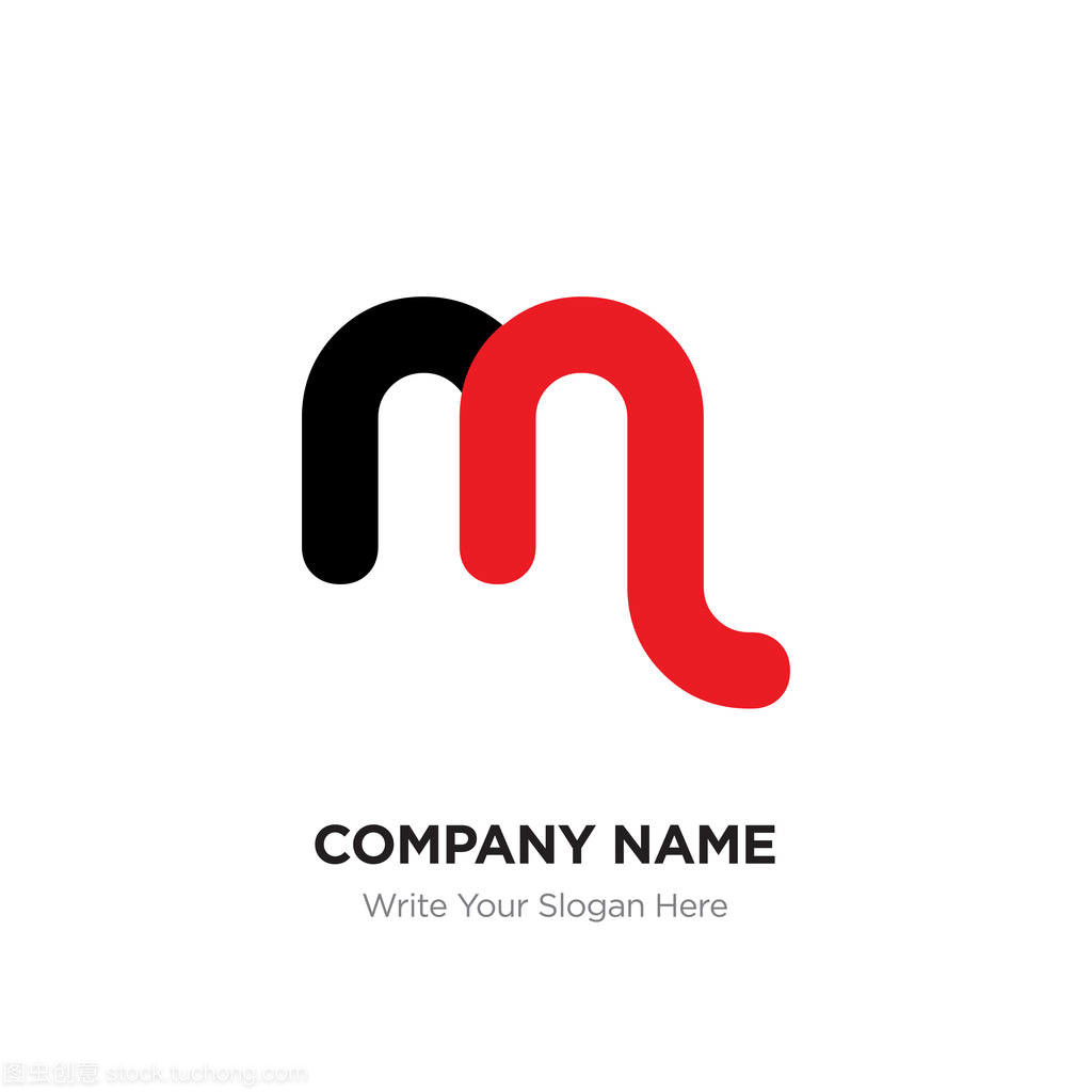 抽象字母錳或 nm 標(biāo)志設(shè)計模板, 黑色字母表在